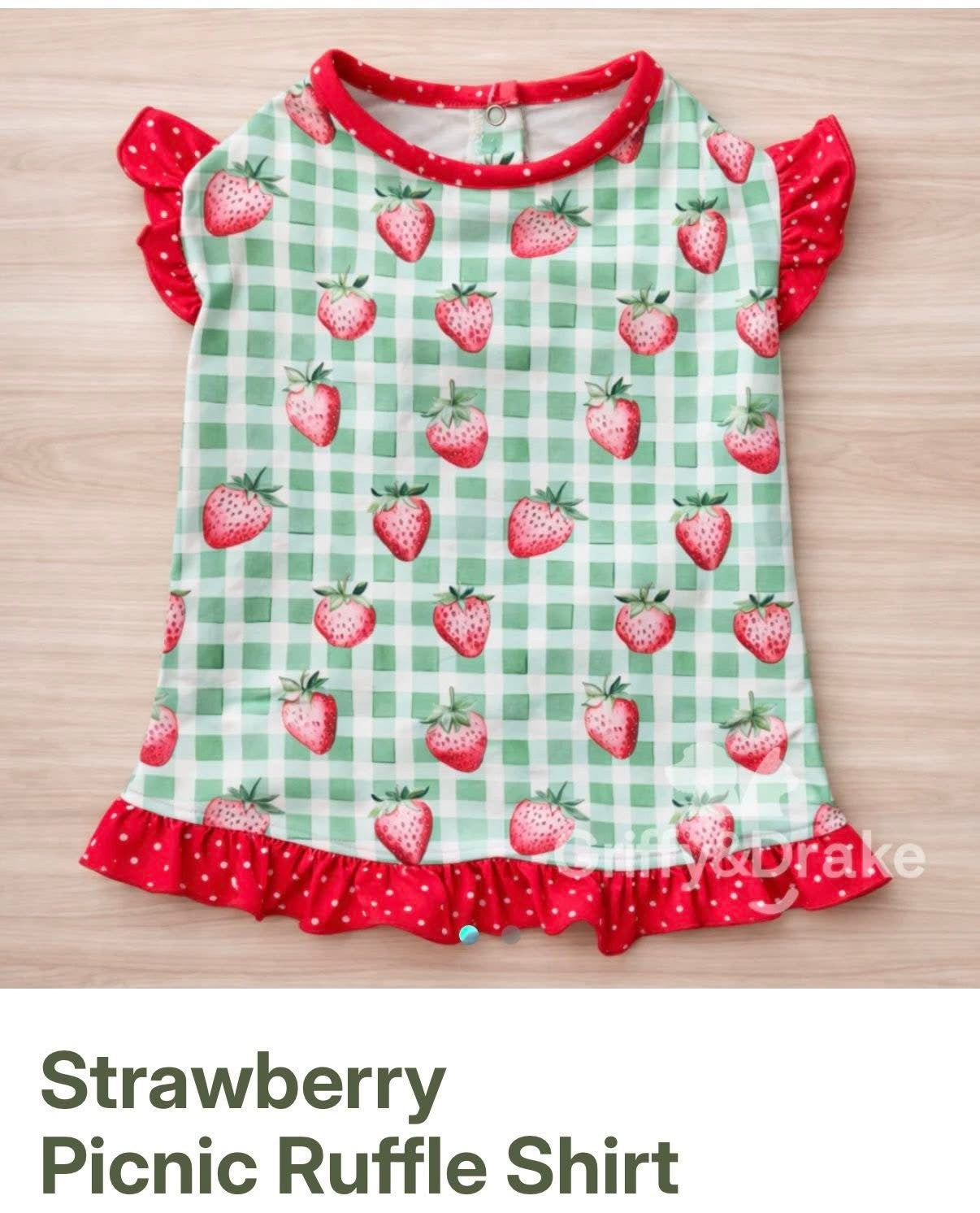 Strawberry Picnic Ruffle Dog Shirt